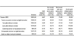 Tarım eserleri üretici fiyat endeksi (Tarım-ÜFE) yıllık yüzde 71,96, aylık yüzde 4,47 arttı