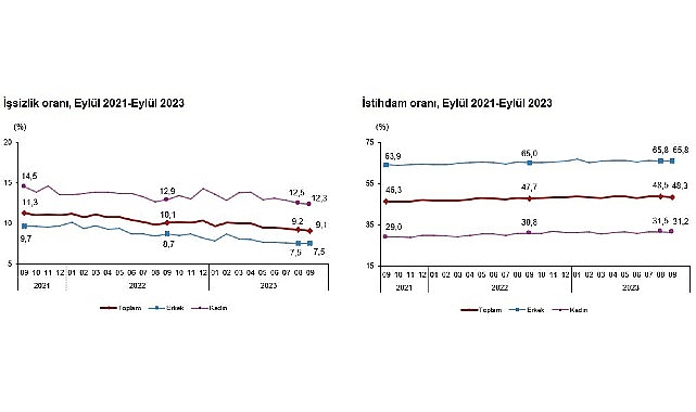 Mevsim tesirinden arındırılmış işsizlik oranı yüzde 9,1 düzeyinde gerçekleşti