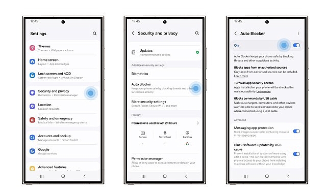 Samsung Galaxy’nin Otomatik Engelleyici ve Bildiri Muhafazası özellikleri siber tehditlere karşı tesirli müdafaa sağlıyor
