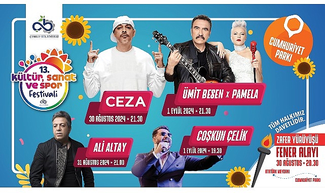13. Çorlu Kültür, Sanat ve Spor Şenliği Başlıyor