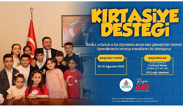 Nevşehir Belediyesi’nin öğrencilerin eğitim ve öğretim hayatına katkıda bulunmak maksadıyla hayata geçirdiği Kırtasiye Desteği’ne müracaatlar başladı.