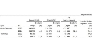 Tüik: Temmuz ayında genel ticaret sistemine nazaran ihracat %13,8 arttı, ithalat %7,8 azaldı