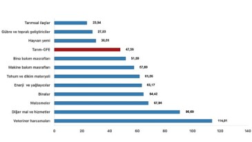 Tüik: Ziraî girdi fiyat endeksi (Tarım-GFE) yıllık %47,56 arttı, aylık %0,93 arttı