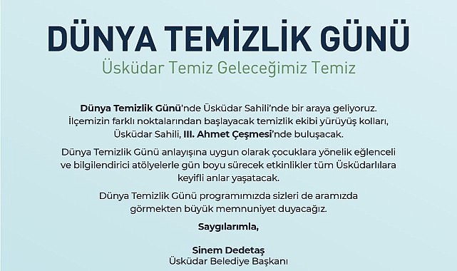 Üsküdar’da “Dünya Paklık Günü” aktiflikleri düzenlenecek
