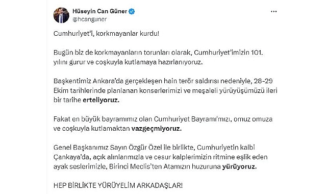Çankaya Belediye Başkanı Hüseyin Can Güner’in Cumhuriyet Bayramı Aktiflikleri ile İlgili Açıklaması