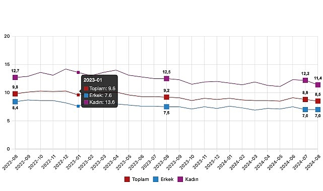 Tüik: Mevsim tesirinden arındırılmış işsizlik oranı %8,5 düzeyinde gerçekleşti
