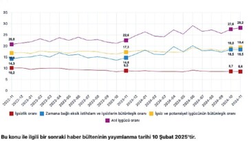 Tüik: Mevsim tesirinden arındırılmış işsizlik oranı %8,6 düzeyinde gerçekleşti
