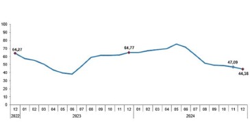 Tüik: Tüketici fiyat endeksi (TÜFE) yıllık %44,38, aylık %1,03 arttı