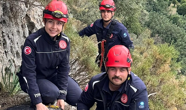 Büyükşehir Belediyesi İtfaiye gruplarından keçi kurtarma operasyonu