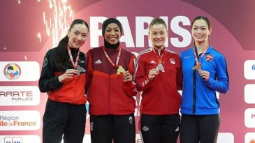 Kağıtsporlu Tuba ve Ömer, Paris’te kürsüde