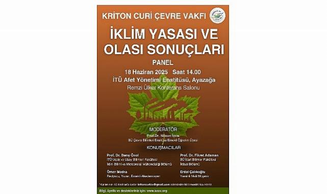 “İklim Yasası ve Muhtemel Sonuçları” Paneli, Kriton Curi’nin Anısına Düzenleniyor