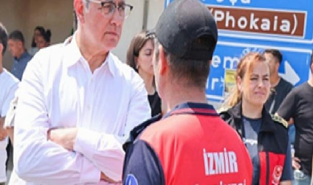 Lider Tugay Foça’da yangın bölgesinde