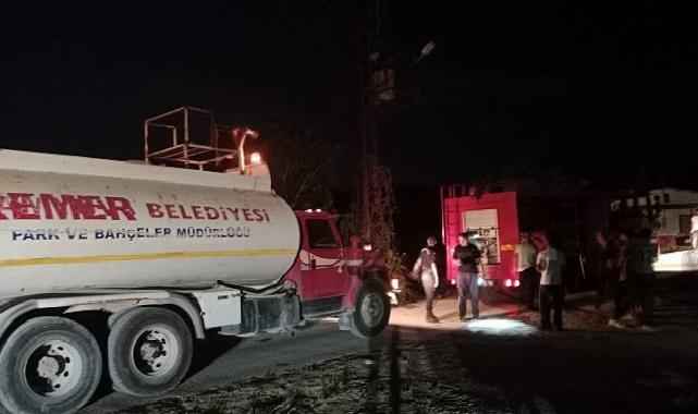 Kemer Belediye gruplarından trafo yangınına müdahale