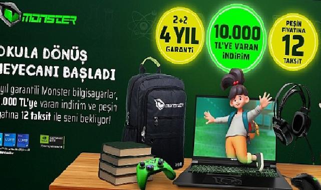 Monster’dan eşsiz okula dönüş kampanyası Okula dönüş kampanyası başladı: 4 yıllık garanti ve 10 bin TL’ye varan indirim