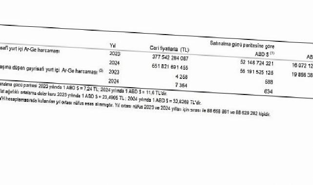 Araştırma-Geliştirme Faaliyetleri Araştırması, 2024