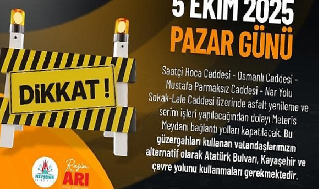 Meteris Meydanı ve Bağlı Caddeler 1 Gün Trafiğe Kapatılacak