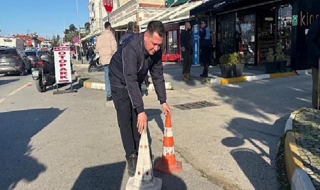 Ayvalık Belediyesi kaldırım işgallerine karşı kontrollerini sürdürüyor