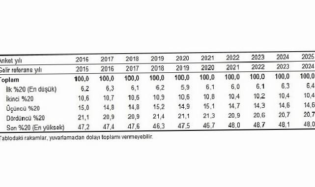 Gelir Dağılımı İstatistikleri, 2025