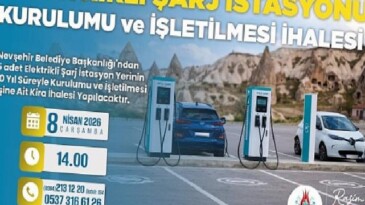 Nevşehir Belediyesi’nden 5 (Beş) Adet Elektrikli Şarj İstasyon Yerinin 10 (On) Yıl Müddetle Heyetimi ve İşletilmesi İşine İlişkin Kira İhalesi