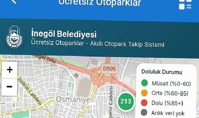 İnegöl’de Fiyatsız Otoparkların Anlık Doluluk Oranı Artık Cebinizde