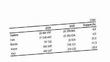Çiğ Süt Üretim İstatistikleri, 2025