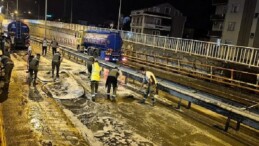 Eskihisar Feribot Yolu Alt Geçidi’nde gece mesaisi