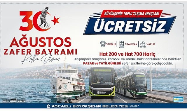 Zafer Bayramı’nda Kocaeli’de ulaşım fiyatsız