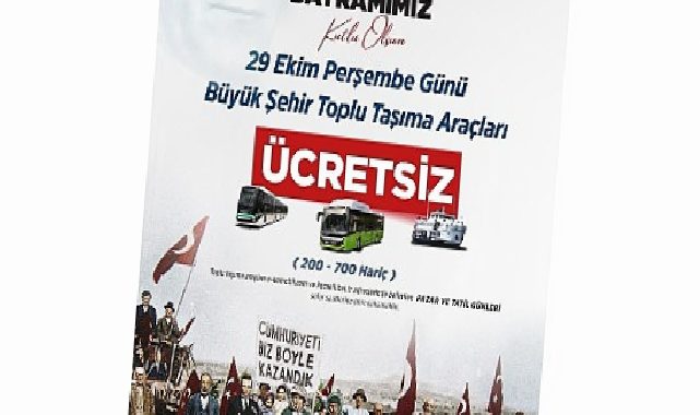Kocaeli’de 29 Ekim’de toplu ulaşım fiyatsız